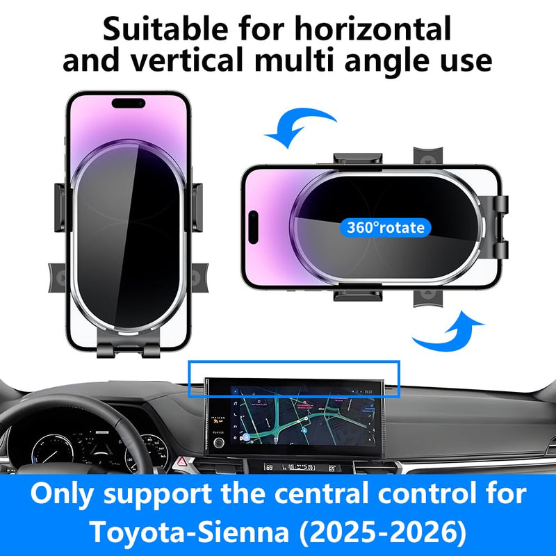 Car Phone Holder for Toyota Sienna 2025 2026【12.3-inch Screen，Not Fit LE 8-inch Screen】 Auto Accessories Navigation Interior Cell Mobile Mount Holders case Accessory for Toyota Sienna 2025-2026【12.3-inch Screen】