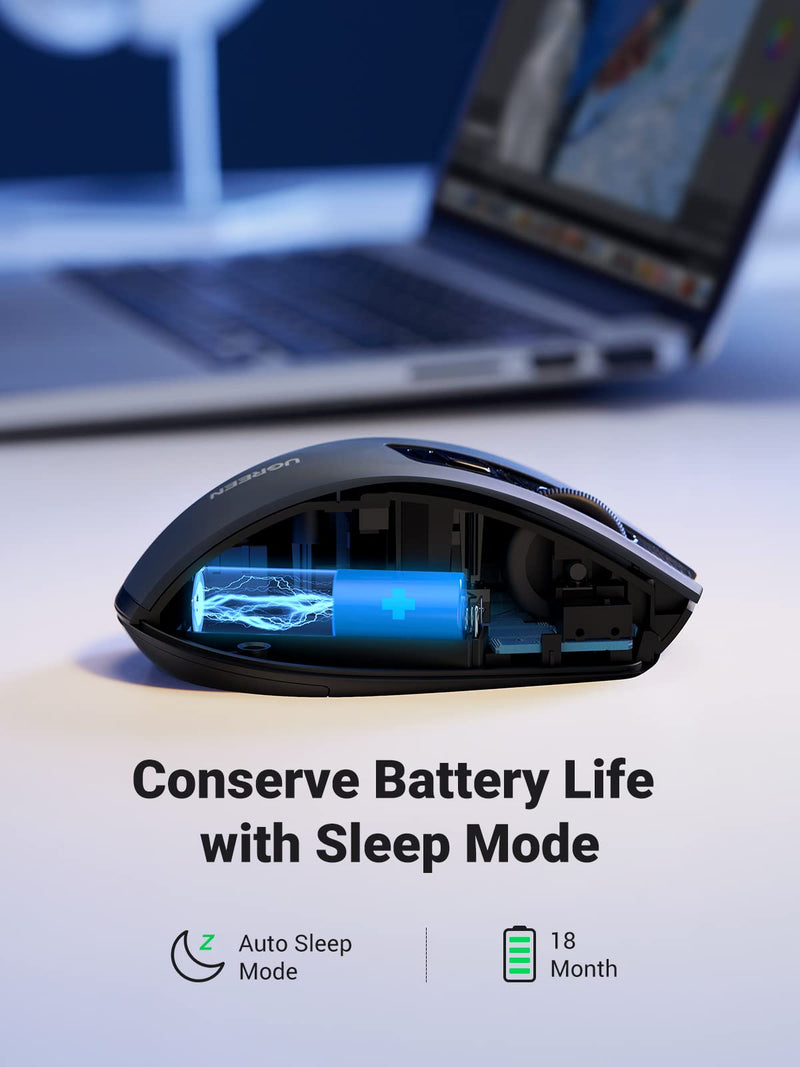 UGREEN Wireless Mouse, Ergonomic Mouse 5-Level 4000 DPI 6 Buttons, 2.4G USB Cordless Silent Mice with Nano Receiver, Wireless Mouse for Laptop, Computer, PC, MacBook, Chromebook - Black