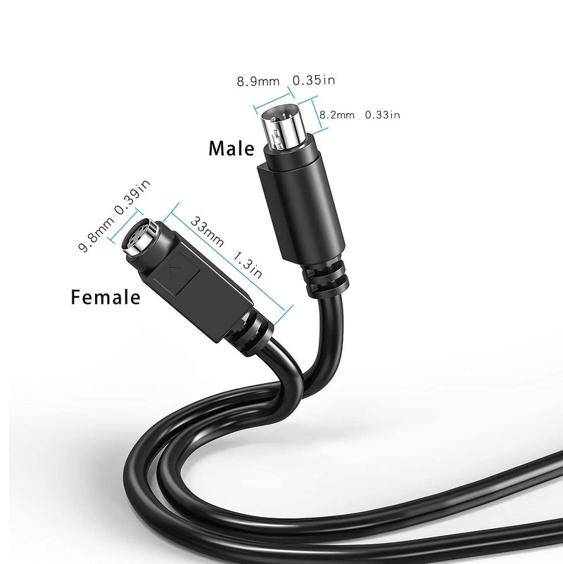 [AUSTRALIA] - PS/2 Cable 6ft - Shielded Mini DIN 6-Pin Male to Male for PC Mouse & Keyboard - Black (PS/2 M/M 6FT 2M) 