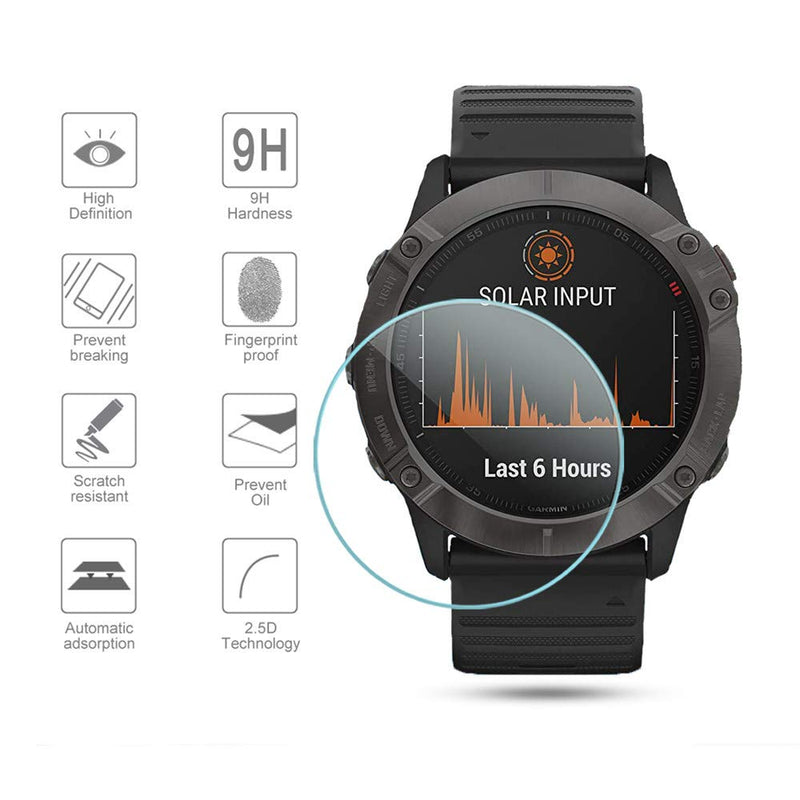 Suoman 4-Pack for Garmin Fenix 6X Pro / 6X Pro Solar / 6X Sapphire Screen Protector, 2.5D 9H Hardness Tempered Glass for Garmin Fenix 6X Pro / 6X Pro Solar / 6X Sapphire Smartwatch Clear*4