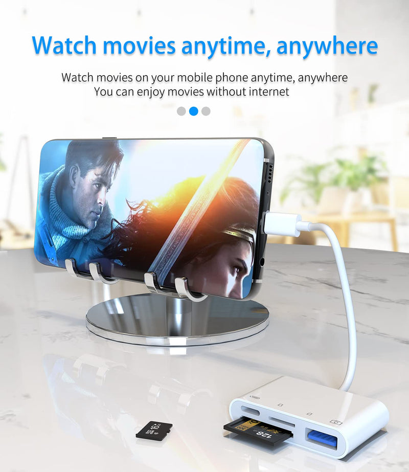 Micro Sd Card Reader Memory TF Accessories Phone Lightning to USB Adapter OTG Connector iPhone 13 12 11 X XS Ipad Male Converter Apple Splitter and Charger Charge Female Port Camera Keyboard Mouse