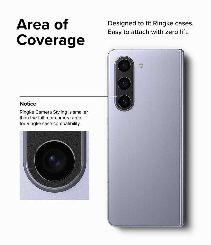 Ringke Camera Styling [Stylish Aluminum Frame] Compatible with Samsung Galaxy Z Fold 5 Camera Lens Protector, Protective Metal Cover for Women, Men - Black