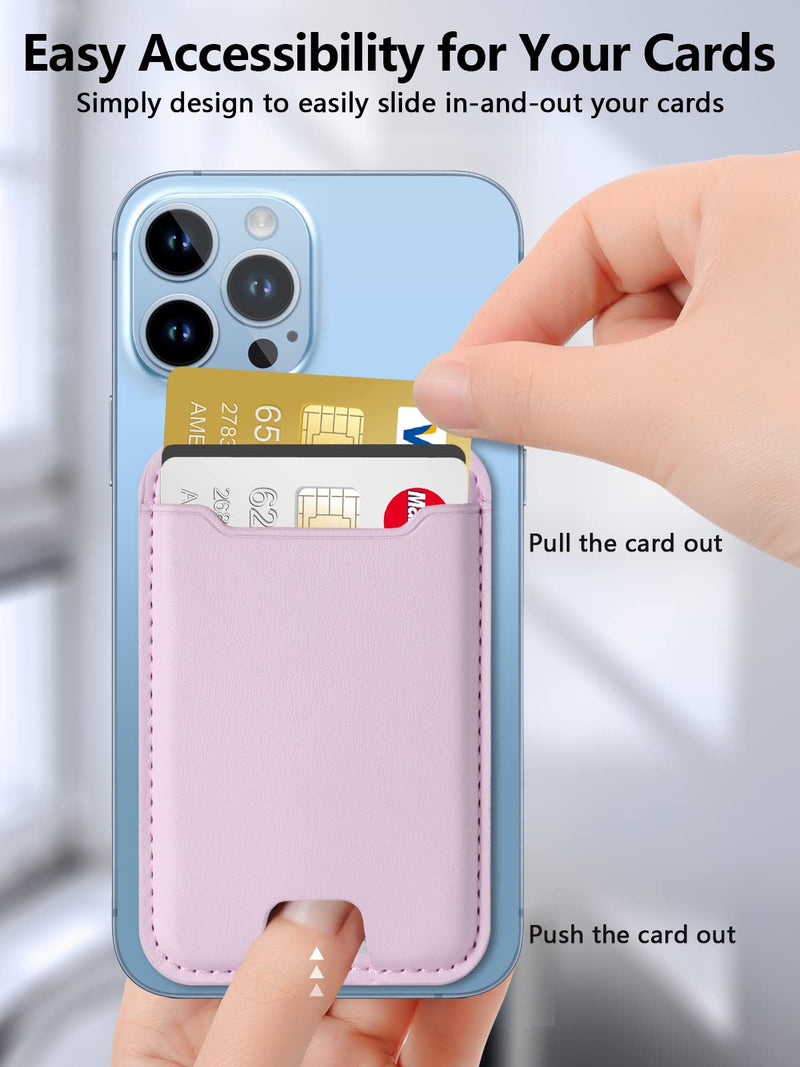 TopMade for Magsafe Wallet, Magnetic Wallet Card Holder for iPhone 15, iPhone 14/13/12 Series, Leather Magnetic Phone Wallet with Powerful Magnet, Credit Card RFID Blocking, Fit 4 Cards, Pink