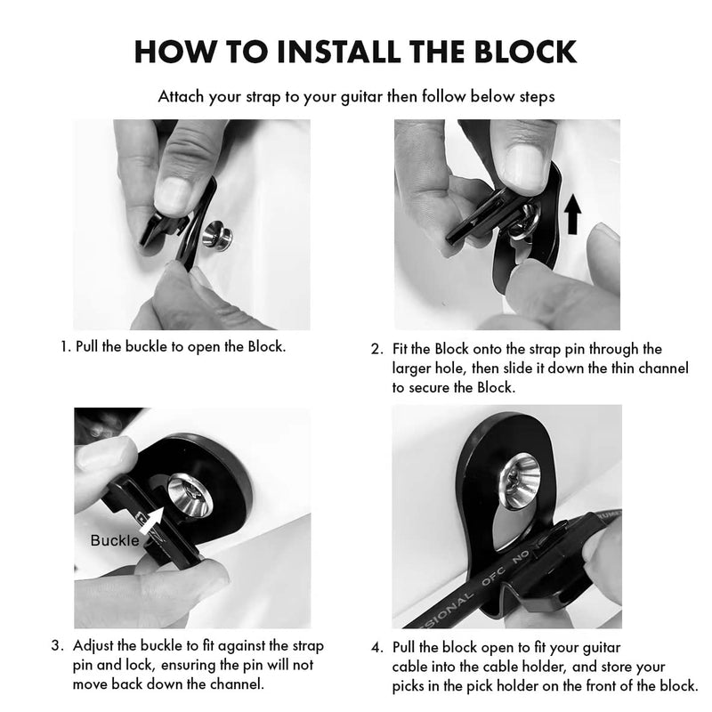Smart 3-in-1 guitar strap locks guitar strap blocks guitar pick holder with non-slip picks and cable hook