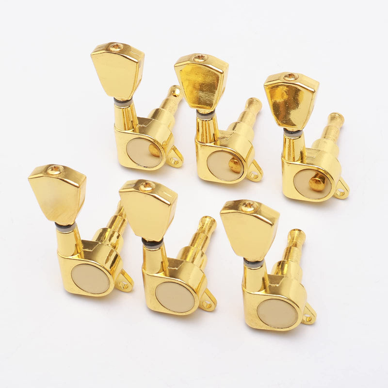 Swhmc Gold Guitar Tuning Pegs 6R - Replacement Machine Heads for Acoustic Electric Guitar, Sealed Tuning Keys with Installation Tools