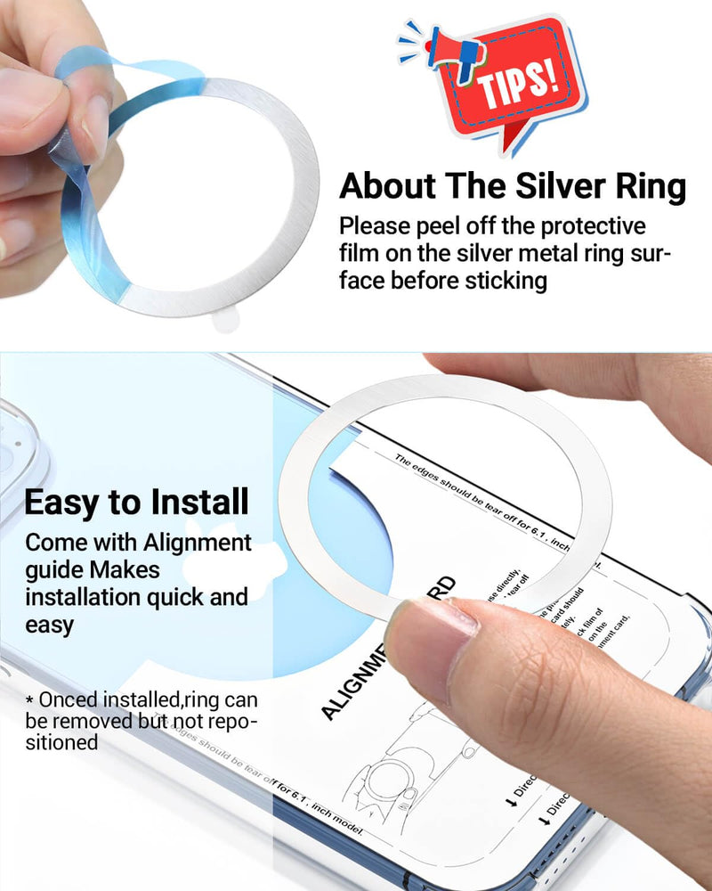 Magnetic Wireless Charging Magsafe Ring-6 PCS,Ultra-Thin(0.4mm) Magsafe Sticker, Compatible with iPhone 15/14/13/12 Series,Samsung Galaxy,Google Pixel Series,Magsafe Accessories-3Black&3Silver Black&silver 6pcs