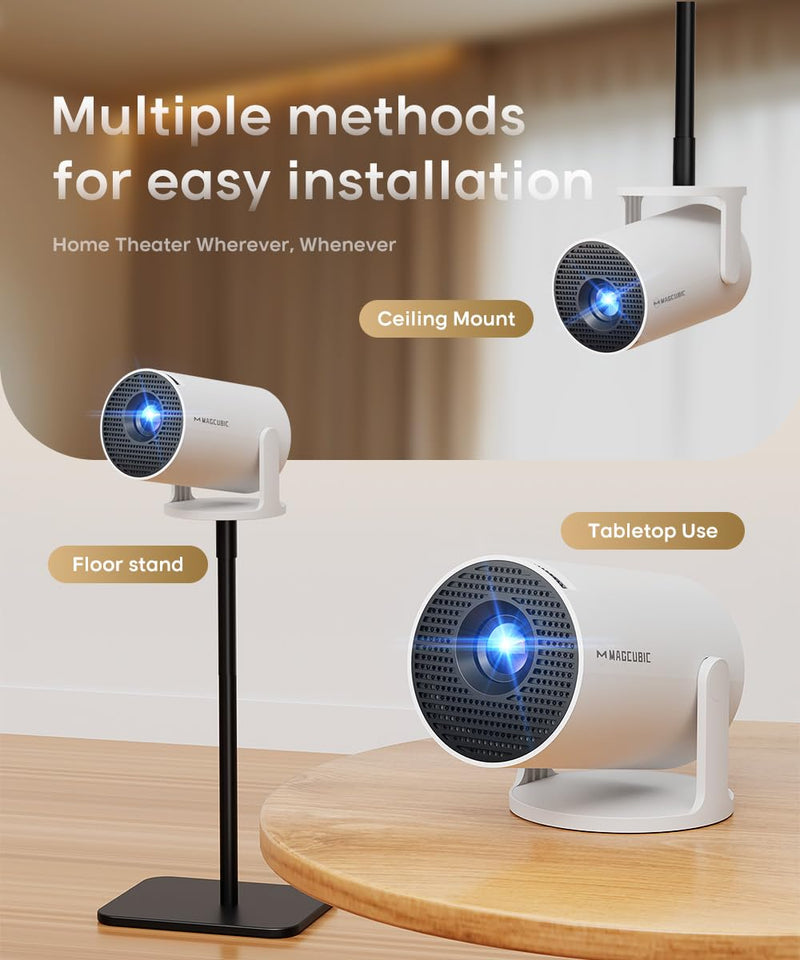 [AUSTRALIA] - Magcubic 2026 Upgraded HY300PRO Mini Projector with WiFi and Bluetooth, Portable Projector 4K Support, Auto Keystone, 180 Degree Rotation, Smart Proyector for Home Outdoor 