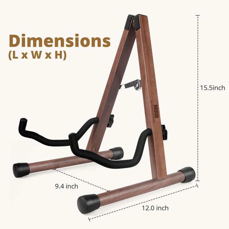 MUSO Guitar Stand,Acoustic Guitar Stand,Wood Classical Electric Guitar Stand,Foldable Bass Guitar Stand,Guitar Accessories also fit Bass,Violin,Ukulele(America Black Walnut) America Black Walnut