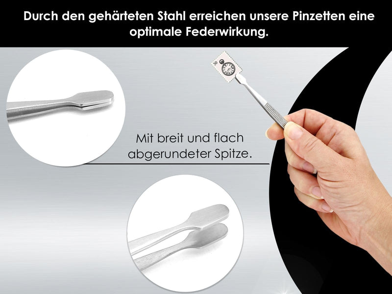 Stamp Tweezers Straight Rounded Shovels Stamp Tweezers Philatelic Tweezers Stainless Steel Universal Tweezers 10.5 cm Collector Tool Model Making Hobby Precision Mechanics