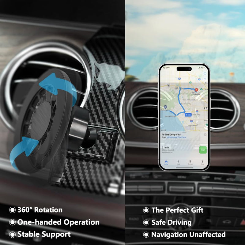 Car Phone Holder Mount for Ben-z E-Class 2017-2023 Car Accessories Car Mount 360°Rotation for Car Phone Holder Magnetic Hands Free Compatible with iPhone Samsung Smartphones