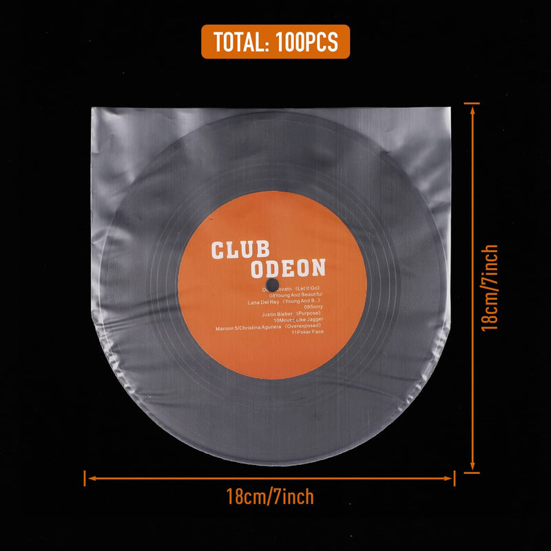 [AUSTRALIA] - Facmogu 100 Pieces 7 Inch Round Bottom Vinyl Record Sleeves, U shaped Record Sleeves Interior Disc Cover for 45 RPM Records Collections, Crystal Clear Vinyl Covers for Protect LP Albums from Scratches 
