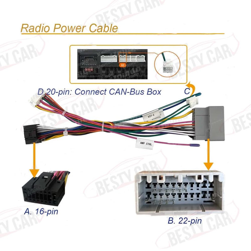 16pin Car Stereo Radio Power Retrofit Wiring Harness Adatper fits for Chrysler 300C Dodge Jeep Compass Patriot Commander Grand Cherokee Wrangle
