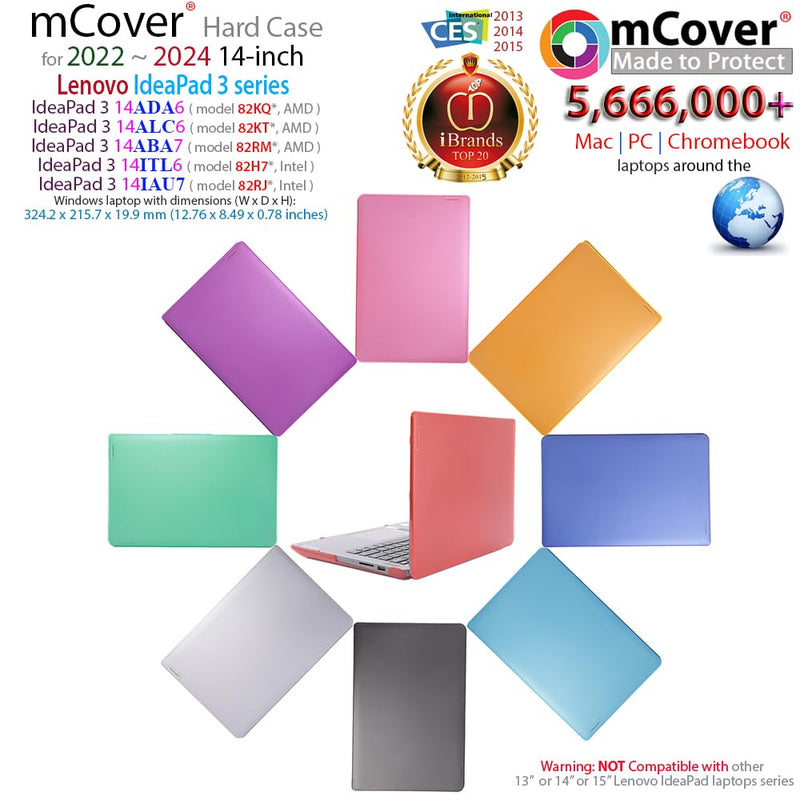 mCover Case compatible ONLY for 2022-2024 14" Lenovo IdeaPad 3 | 3i series (14ADA6 / 14ALC6 / 14ABA7 / 14ITL6 / 14IAU7) Windows Laptops (NOT fitting ANY other models)- Aqua