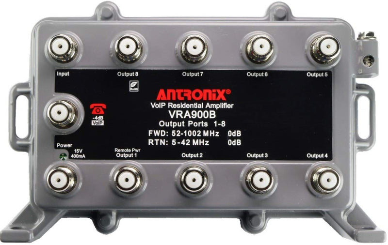 [AUSTRALIA] - Reliable Cable Products 9 Port Bi-Directional Cable TV Splitter Signal Booster/Amplifier with Active Return Zero Signal Loss VoIP Telephone Bypass Port and F59 Terminators Antronix VR900B/AC 