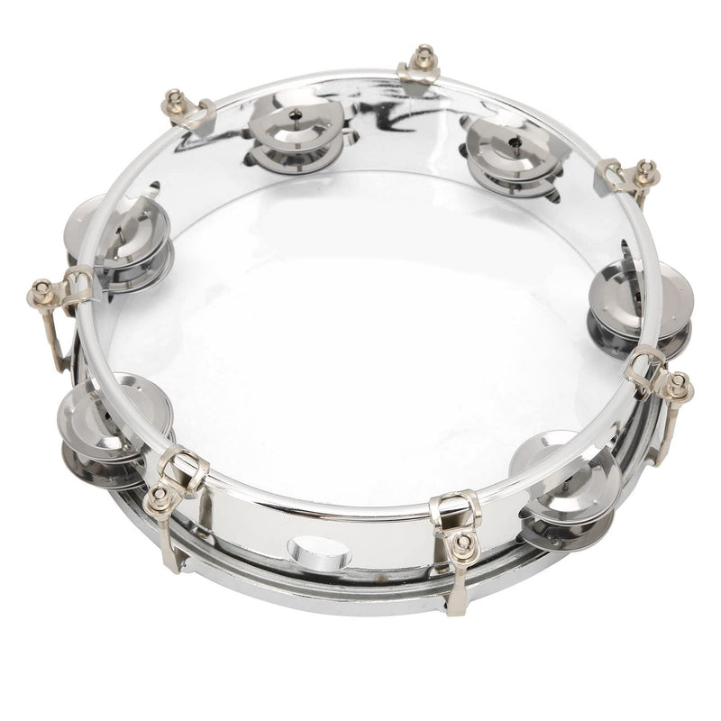 8in Tambourine Adjustable Tone Hand Drum Hand Held Percussion Educational Musical Instrument Cymbal Bells Double Row Jingle Bells with Drum Key(Transparent) Transparent