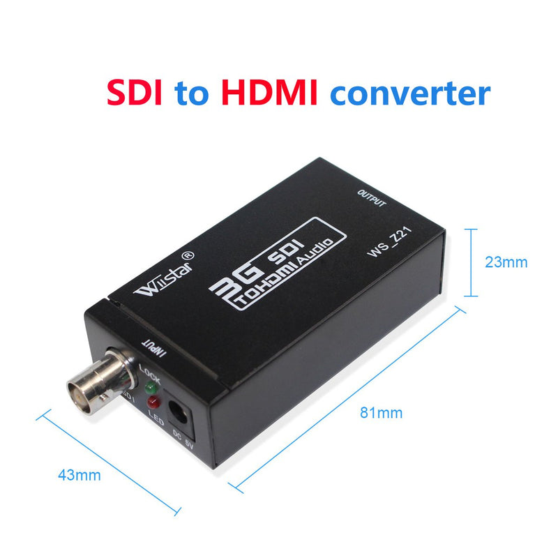 [AUSTRALIA] - Wiistar SDI to HDMI Converter 3G/HD-SDI to HDMI Audio Video Adapter Full HD 1080P for Camera CCTV Showing on HD Display 