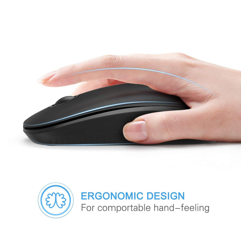 Wireless Mouse, Vssoplor 2.4G Slim Portable Computer Mice with Nano Receiver for Notebook, PC, Laptop, Computer (Black) Black