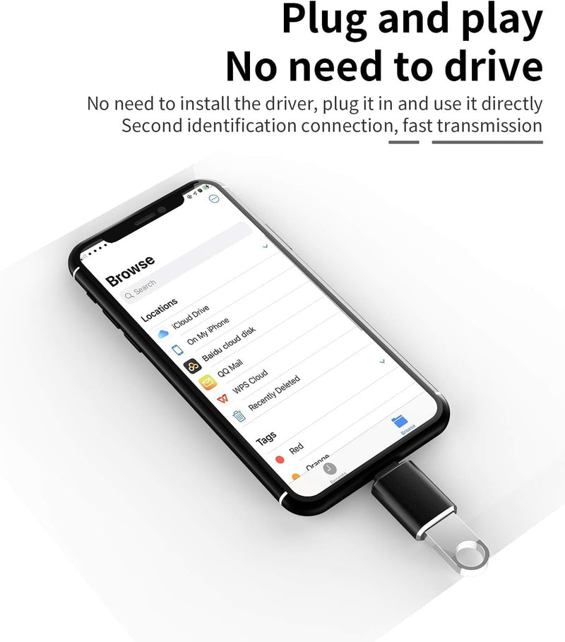 [AUSTRALIA] - OTG Lightning Male to USB 3.0 Female Adapter OTG Compatible iPhone 14 13 12 11 Xr X XS 8 7 Plus Max iPad Air Pro Mini,Support Camera Card Reader Mouse Keyboard Hubs Piano Converter Connect U Disk 