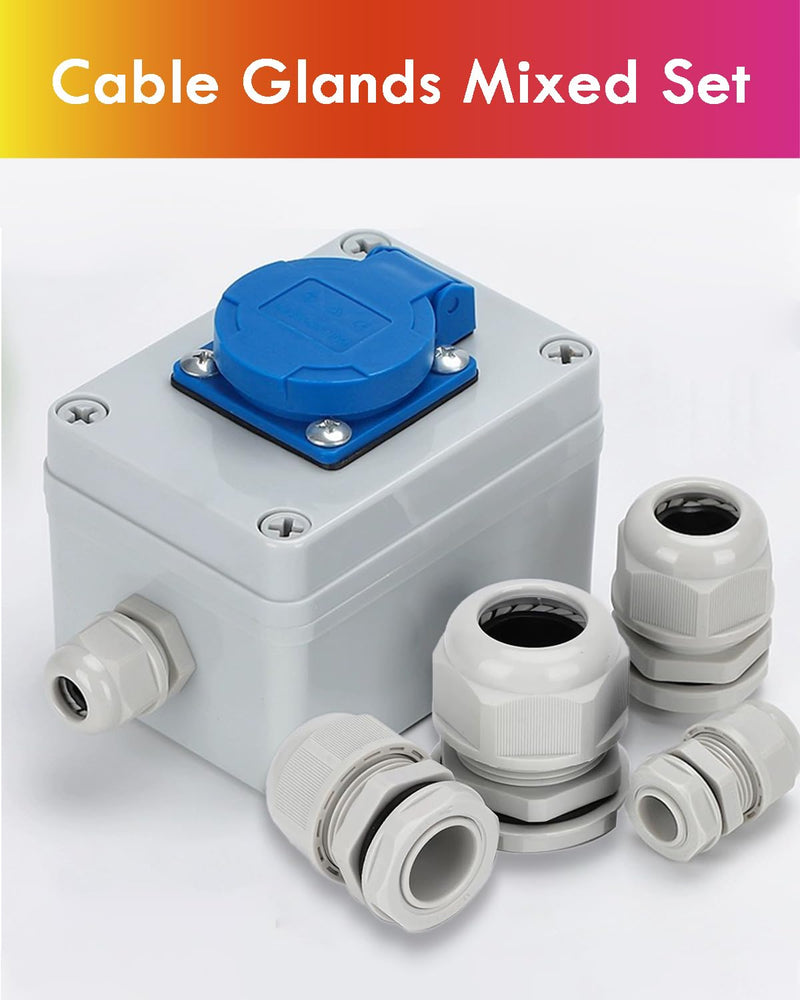 Gorffy Cable Gland Set, 15 Pieces, IP68 Cable Grommet, Waterproof M20, Cable Glands for Outdoor Garden Control Box, Junction Box, Plastic Nylon Cable Grommets