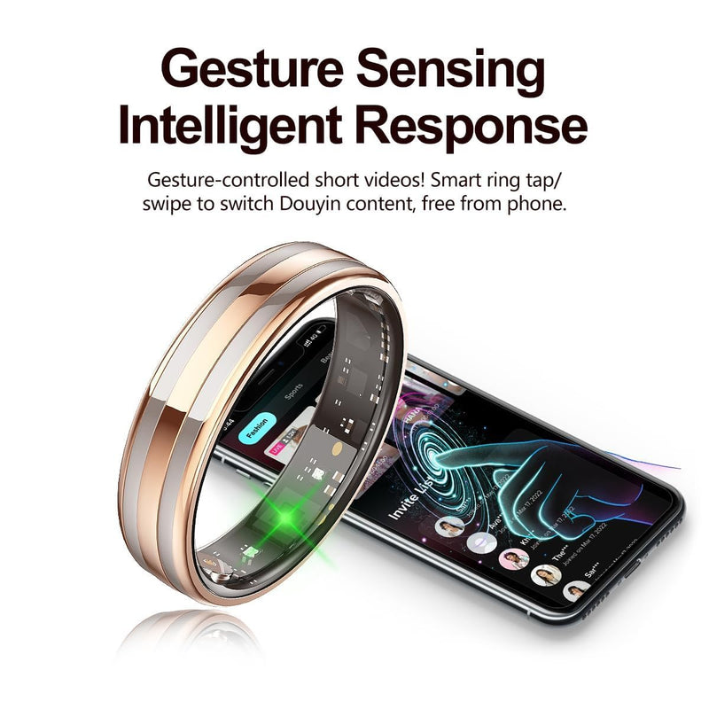 Smart Ring Ultra Narrow Heart Rate Monitor Slim Comfortable Sleep Ring Health Fitness Tracker Pedometer Step Counter Calories Waterproof Ladies Smart Rings for Women Men Anillo Inteligente Rose Gold #8
