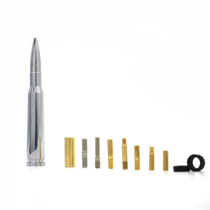 Chrome Stubby Antenna mast 50 Cal Fit for car Track Antenna Delete Replacement, Ford F150 F250 F350 RAM 1500 2500 GMC Denali Chevy Pick-up Chrome