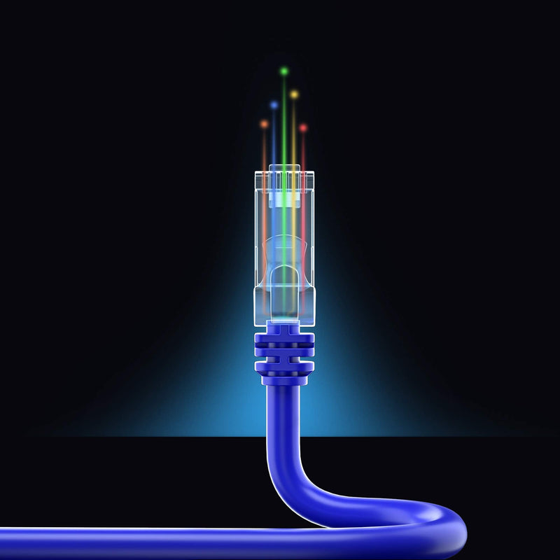 Maximm Cat6 Ethernet Cable 0.6 Ft, 10 Gbps 550 MHz, Snagless RJ45, Blue, 50 Pack 0.6 Foot