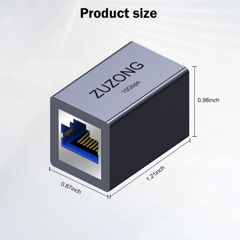 ZUZONG 10GB RJ45 Coupler, 10Gbps in Line Ethernet Extender Adapter for Cat8/Cat7/Cat6a/Cat6/Cat5e/Cat5 Cable, PC Router Modem PS5 Xbox Female to Female (10 PCS) 10