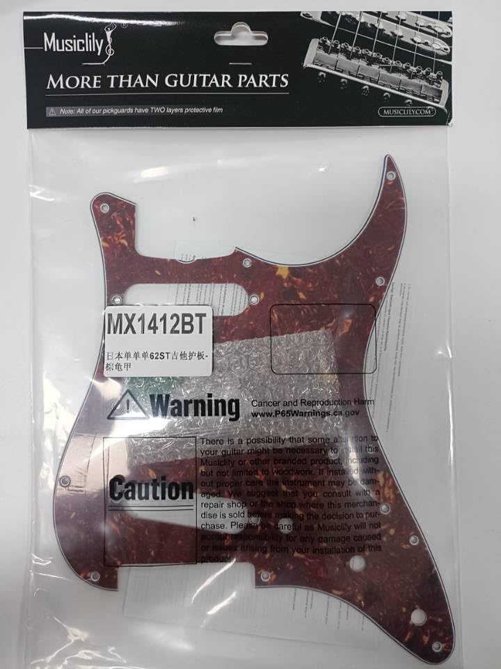 Musiclily Pro 11-Hole 62 Strat SSS Guitar Pickguard for MIJ JPN Japan Stratocaster, 4Ply Vintage Tortoise