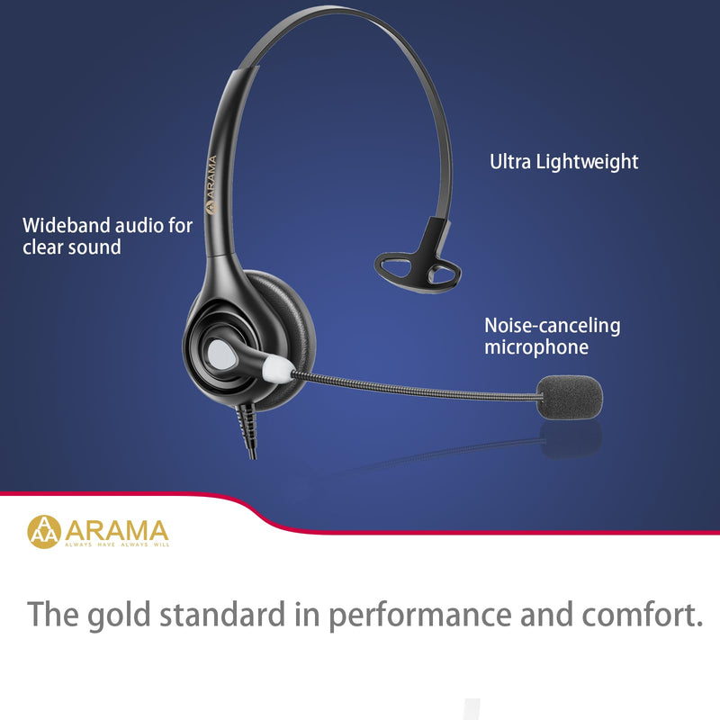 Arama Phone Headsets for Office Phones RJ600C1 RJ9 Wired Headset with Noise Canceling Mic Phones Desk Landline Headset with Microphone Compatible with Cisco Office Phone Mono-A600C