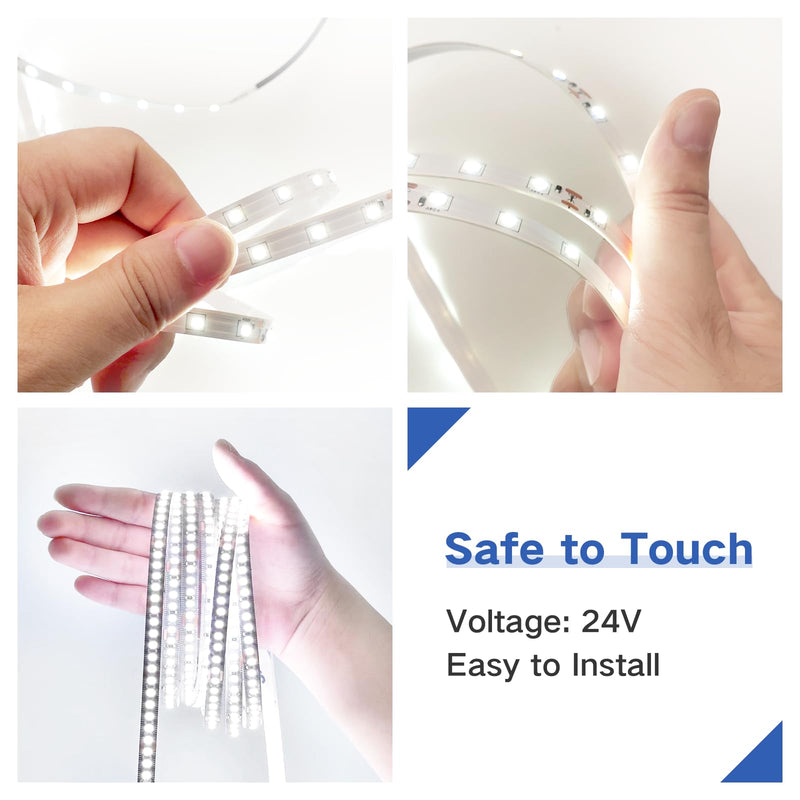 [AUSTRALIA] - 16.4ft Dimmable White LED Strip Light Kit, Dimmable 3000K-6500K, 24V Strip Lights with Remote Control, Flexible LED Strip Light, Eye Protection for Bedroom, Home Lighting, Mirror, Kitchen, Bar Cabinet Multicolor 16.4FT 