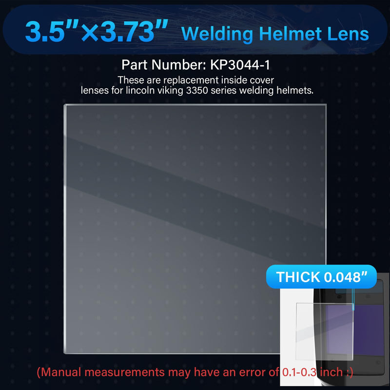 [AUSTRALIA] - 3350 Series Inside Clear Cover Lens Fits for Lincoln Viking Electric Welding Helmet Hood, 3.73" x 3.5" Arc Welder Protective Lenses Electric Welder Parts, Replaces KP3044-1 (6 PCS) 