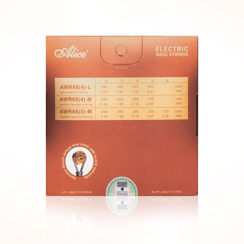 Alice Bass Guitar String 4 Strings Set, Hexagonal Core with Nickel Alloy Winding, 040-95 Light Gauge, Saturated & Warm Sliver&Gold Ball End Professional 40-95(4 Strings)