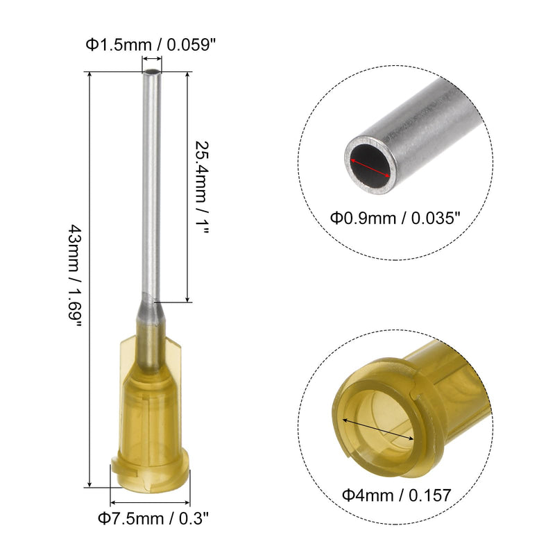 QUARKZMAN Industrial Blunt Tip Cannula 17G 1 Inch Length with Luer Lock Screw Connection, Dispensing Cannula for Liquid Glue Gun, 40 Pieces (Yellow)