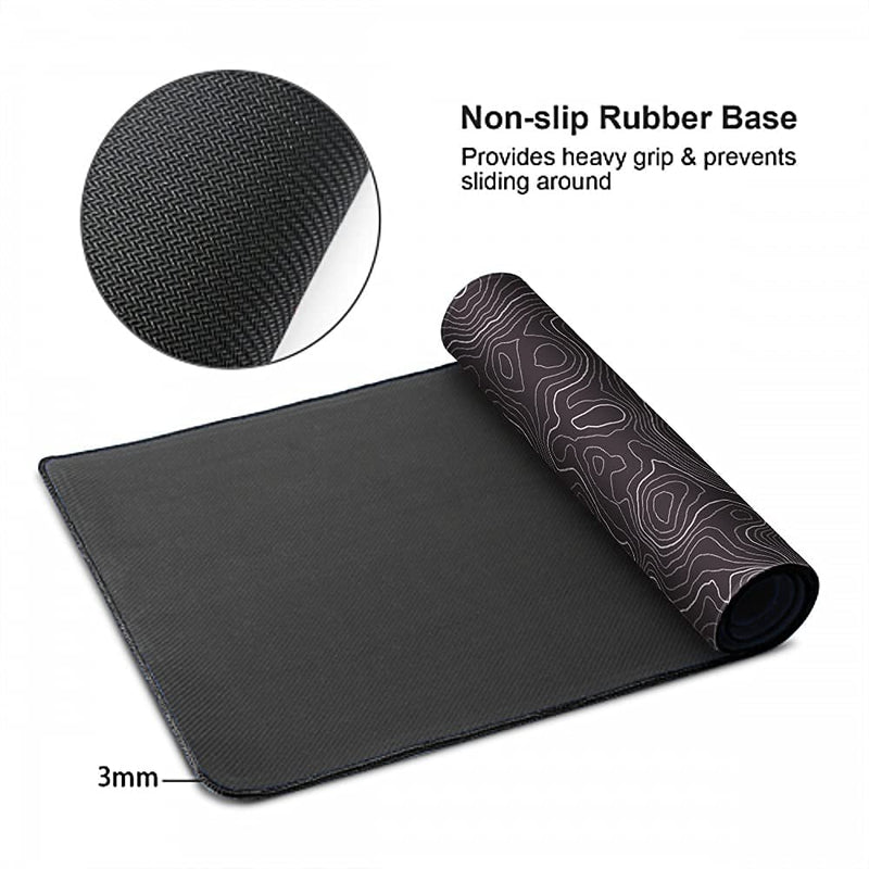 Topographic Mouse Pad, Large Gaming Mouse Pad, Topographic Desk Mat, Non-Slip Computer Keyboard Mouse Pad Map Lines Contour for Home Office Gaming Work, 35.4 X15.7 in 35.4 X 15.7 In Topographic Map