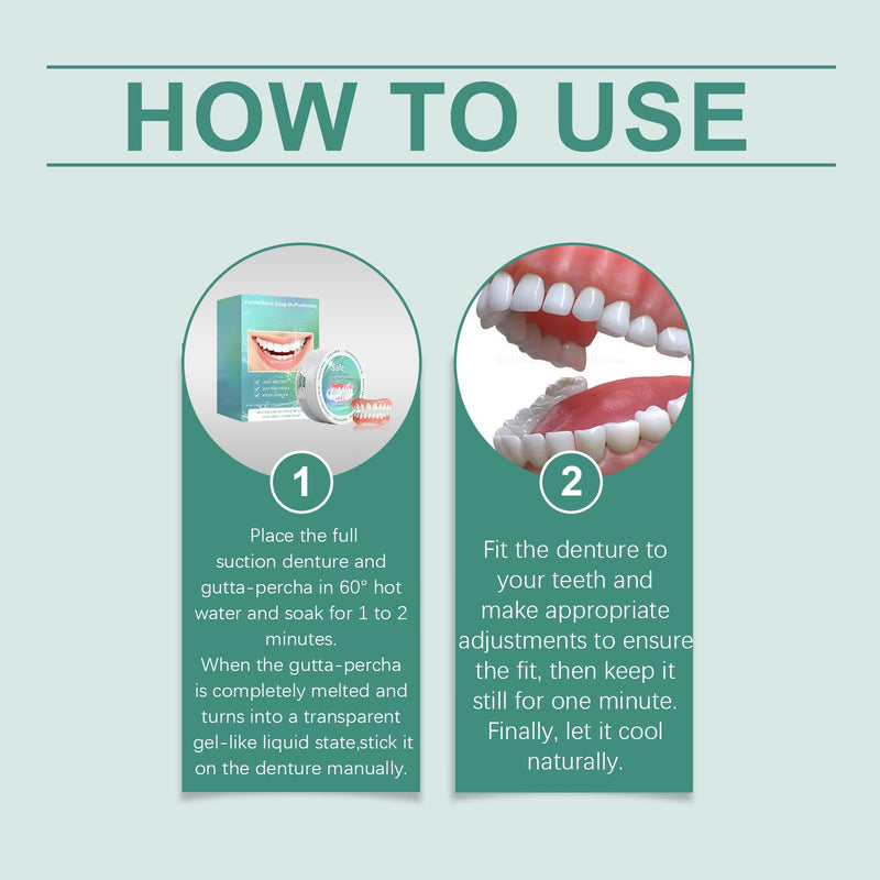 Dentures Fake Teeth, Smile Teeth Veneers, Cosmetic Temporary Teeth Dentures Prosthesis Artificial Veneers Teeth Top and Bottom, Dental Decoration Set Dental Decoration