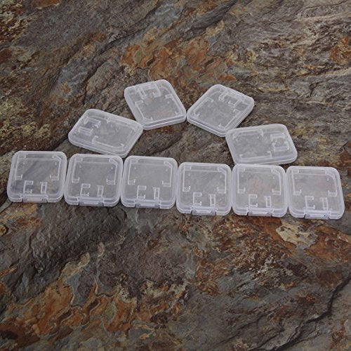 AKOAK 10pc Collection Clear Plastic Memory Card Case Holder for SD SDHC and Micro SD Memory Card