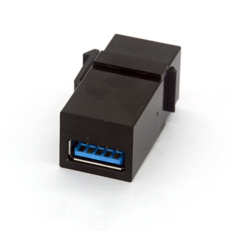 BSHTU USB 3.0 Keystone Jack Inserts, USB Adapters Cable Interface Coupler Female to Female Connector Extension for Wall Plate Outlet Panel - 2 Packed (Black,USB 3.0 Straight) Black,USB 3.0 Straight