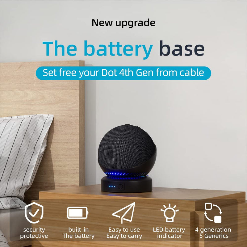 [AUSTRALIA] - Battery Base for Echo dot 5th Generation Portable Echo Dot 4th Generation and Homepod Mini Battery Stand Accessories, not Including speaaker (Black) Black 