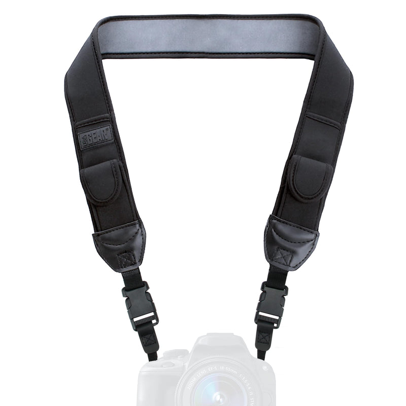 USA Gear Zoom Camera Sleeve (Black) TrueSHOT Neck Strap (Black) – Bundle