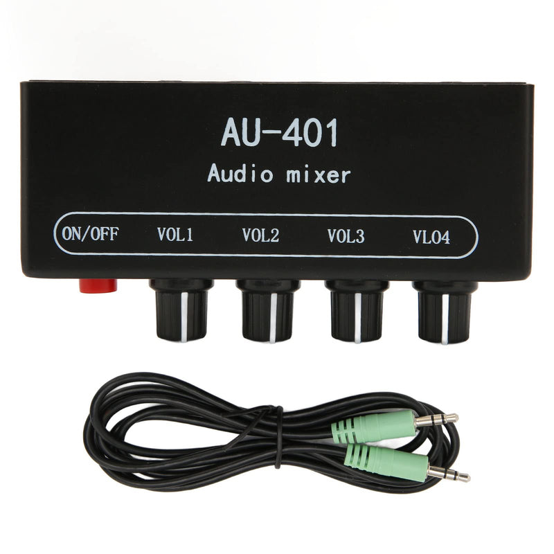 Zopsc 4-Channel Stereo Audio Mixer, 4 In 1 Out, 3.5mm, Black