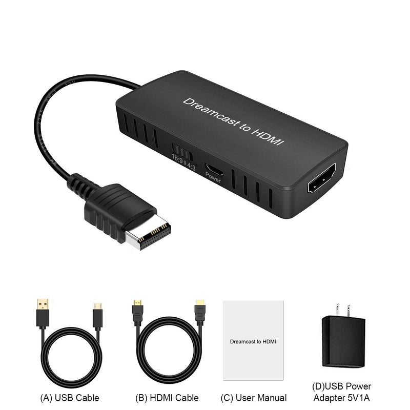 [AUSTRALIA] - Y.D.F Dreamcast to HDMI Converter Supports 16:9/4:3 Switching, HD Link Cable for Sega Dreamcast, HDMI Cable for Sega Dreamcast (Sega DC) 