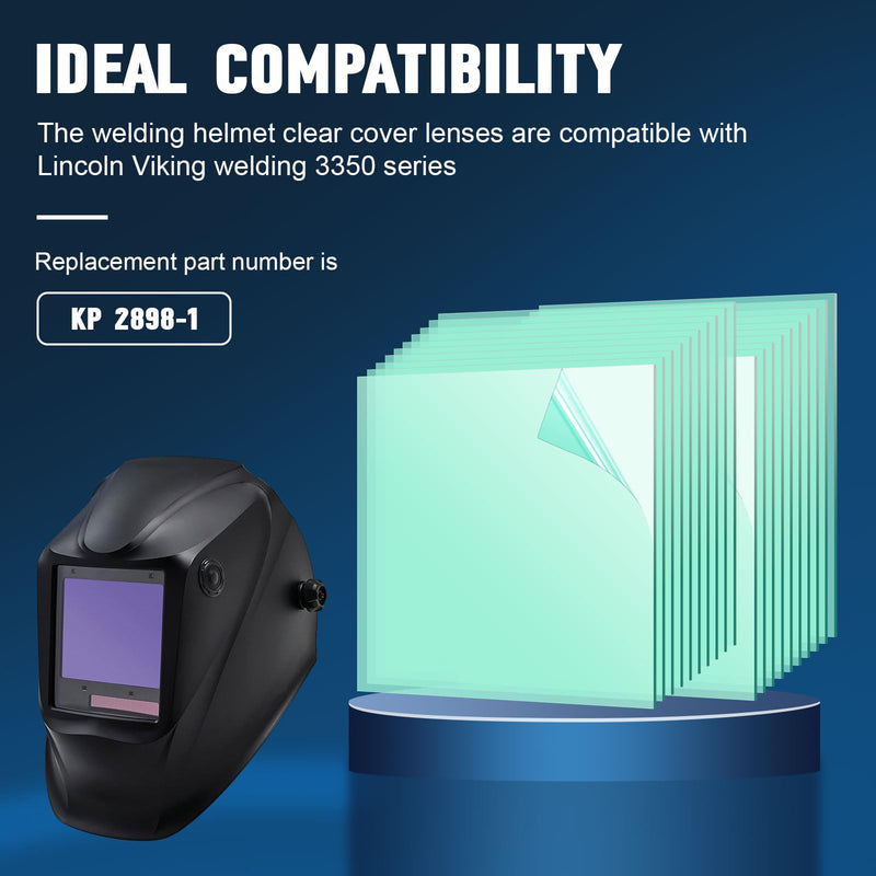 [AUSTRALIA] - Outside Welding Helmet Clear Cover Lens 3350 Series Fits for Lincoln Electric Viking KP2898-1, Helmet Hood Lenses Replacement 4.5" x 5.25" x .04", 20 PCS 