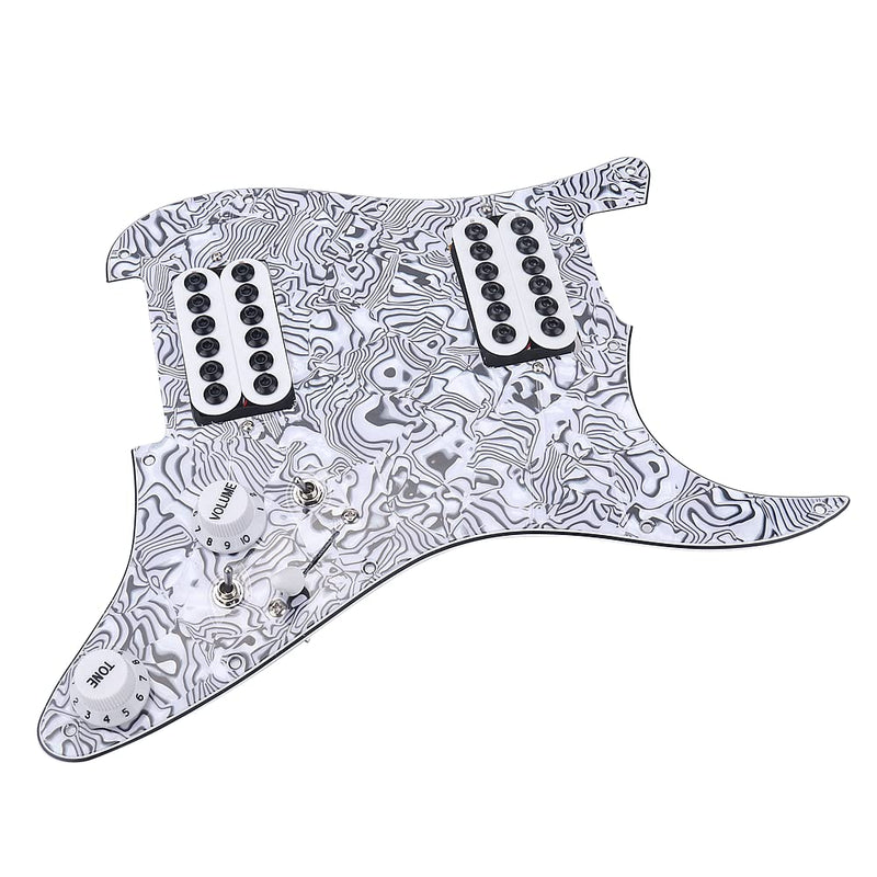 3-ply HH Loaded Prewired Guitar Pickup Pickguard for Strat ST Electric Guitar Black White Zebra Color