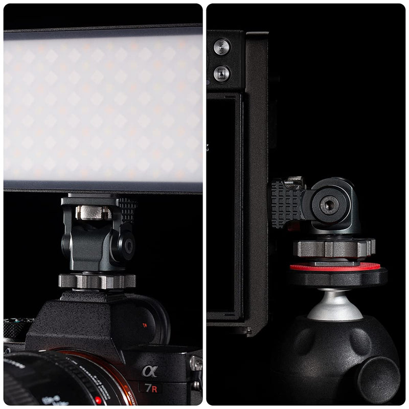 Camera Monitor Mount with Cold Shoe 1/4 Screw for 5" & 7" Monitor, 360°Swivel and 176° Tilt Field Mount Holder for LED Lights, Flash, Microphone, Video Shooting Photography Accessories