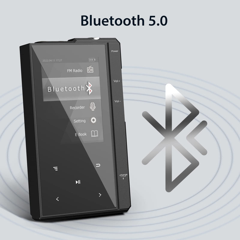 [AUSTRALIA] - 32GB MP3 Player with 90 Hours Long Battery Life,Bluetooth 5.0,Phinistec Z6 Digital Audio Player with Loud Speaker, 2.4'' IPS Portable Music Player,FM Radio,Voice Recorder Support up to 256GB(Black) 32GB 
