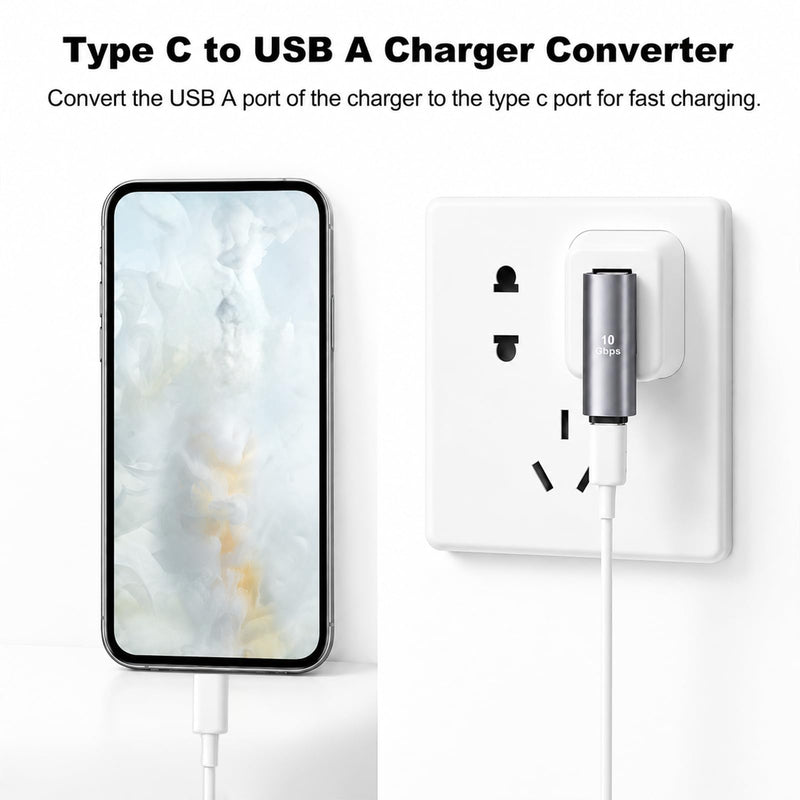 2 Pack 90 Degree USB C Female to USB Male Adapter, Type C to USB-A Charger Converter, for Phone Laptop Power Bank and More