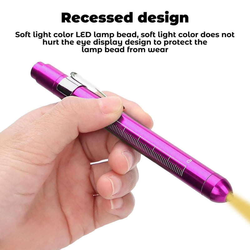 Leikurvo LED Pen Lamp for Doctors: Pack of 8 Aluminium Medical Penlight, Diagnostic Function, for Nurses and Emergency Services (Red, Purple, Green, Silver)