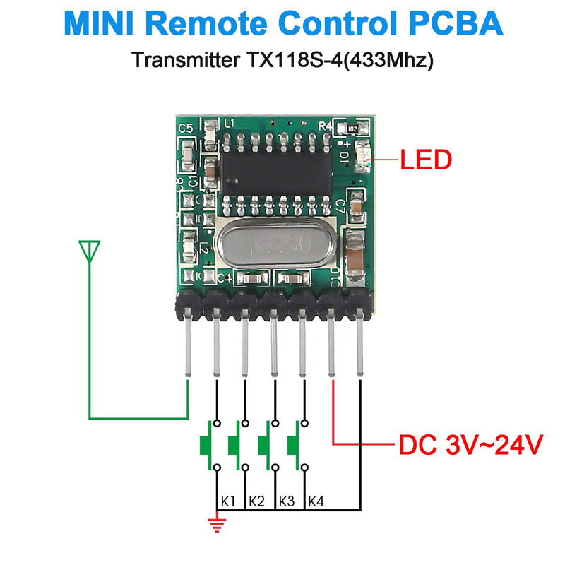 [AUSTRALIA] - 6pcs 433mhz Wireless RF Transmitter and Receiver Wireless 4 Channel Output Link Kit with 1527 Learning Code for Remote Control 433mhz RF 4 Channel 