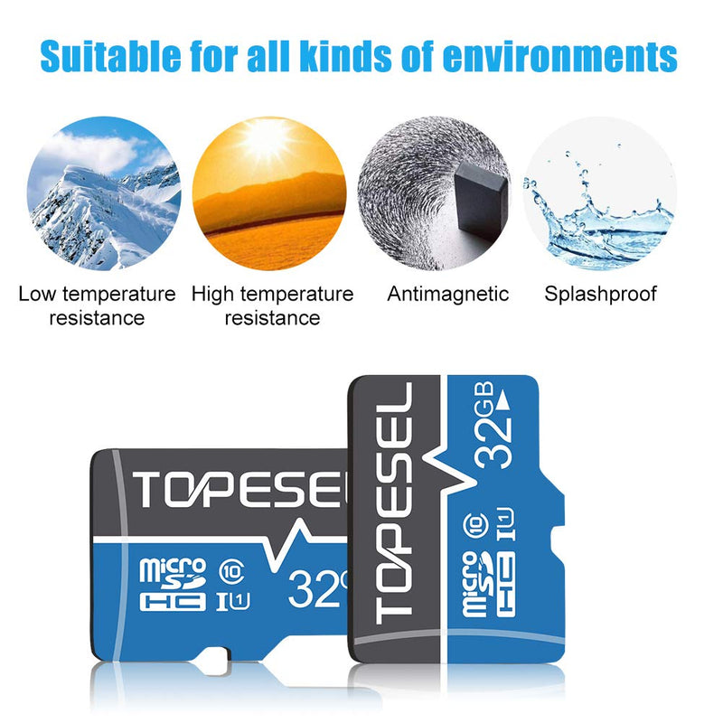 TOPESEL 32GB Micro SD Card 2 Pack Memory Cards Micro SDHC UHS-I TF Card Class 10 for Camera/Drone/Dash Cam(2 Pack U1 32GB) 2pack