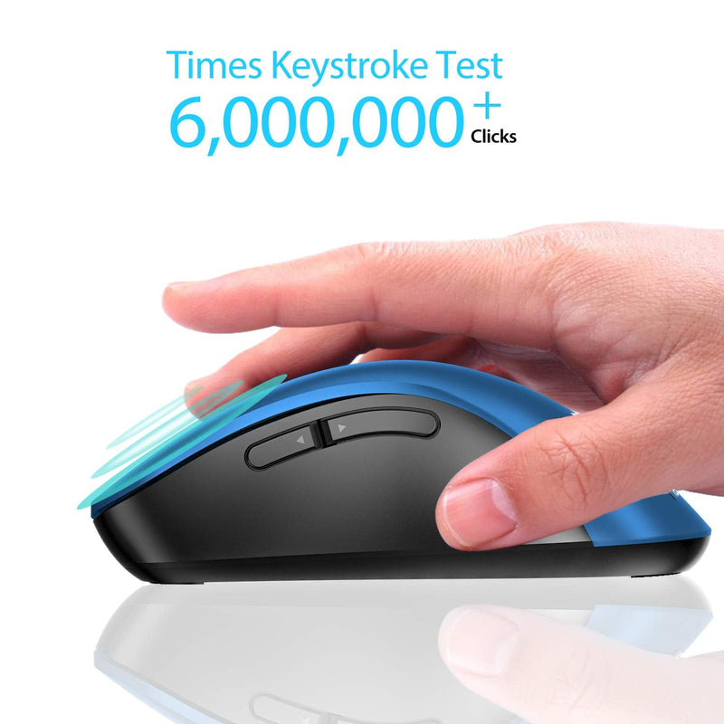 memzuoix 2.4G Wireless Mouse, 1200 DPI Mobile Optical Cordless Mouse with USB Receiver, Portable Computer Mice Wireless Mouse for Laptop, PC, Desktop, MacBook, 5 Buttons, Blue